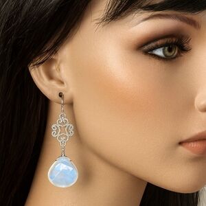 Ashley Nicole Women's Filigree Drop Earrings – Opalescent Stones Dangle Jewelry